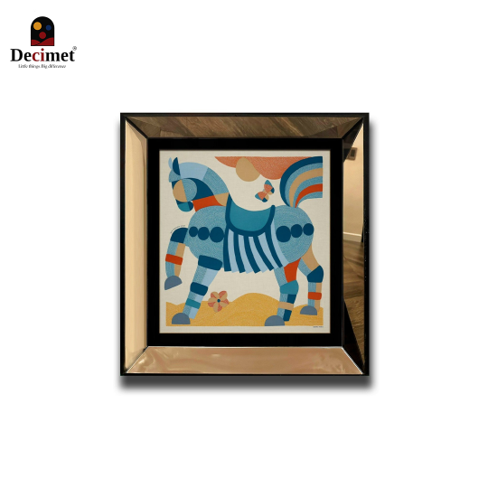 Tranh Khung Gương Vuông Hermes. Blue Mon Premier Galop 140