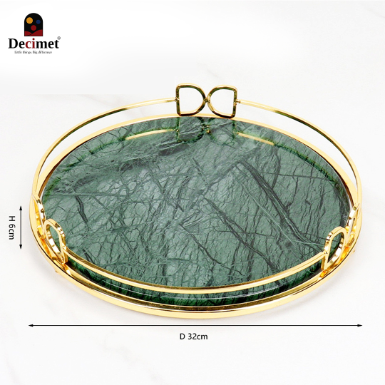 Green Mable Plated Border Tray