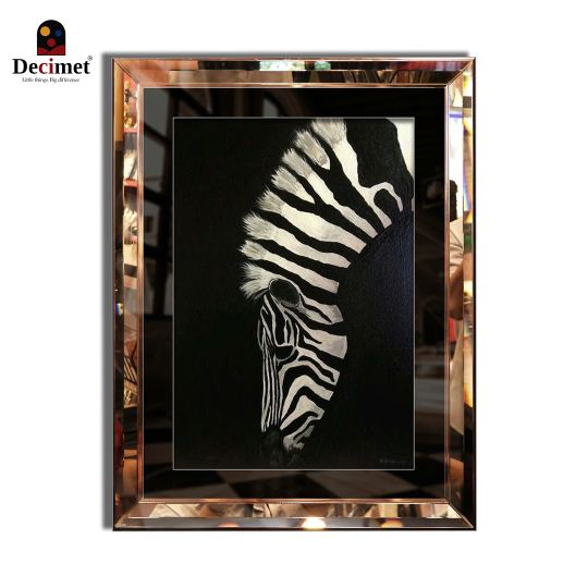 Tranh Khung Gương Vát Lá Hẹ Trà Black And White Zebra
