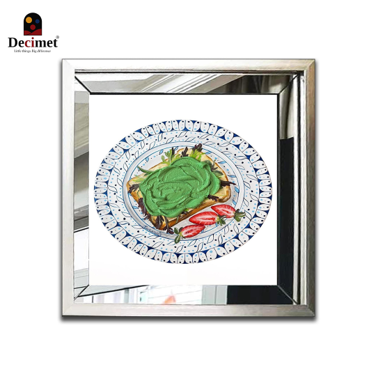 Tranh Khung Gương Bạc Ghép Composite Chinoiseries Glass Bowl Wakame