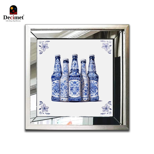 Chinoiseries Composite Silver Mirror Frame Painting Lei Xue