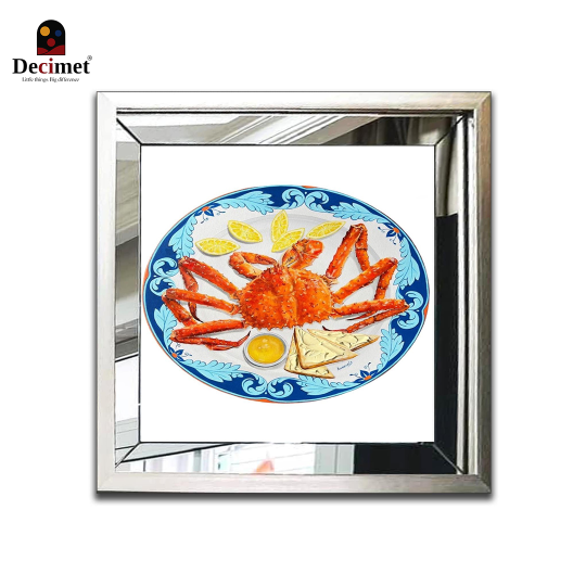 Tranh Khung Gương Bạc Ghép Composite Chinoiseries Red King Crab