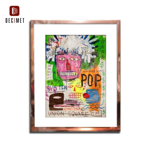 Tranh Khung Composite Gold Hồng Mỏng Basquiat Masterpiece