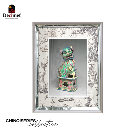 Tranh Khung Gương Bạc Ghép Composite Chinoiseries Phoo Dog
