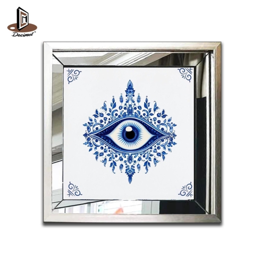 Tranh Khung Gương Bạc Ghép Composite Chinoiseries Evil Eye Mandala