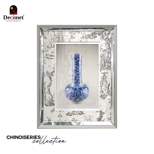 Tranh Khung Gương Bạc Ghép Composite Chinoiseries Hand Held Pipa Vase