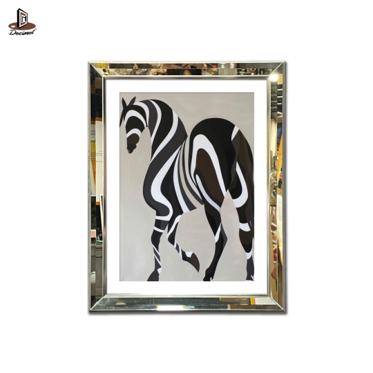 Tranh Khung Gương Vát Lá Hẹ Horse Zebra Art