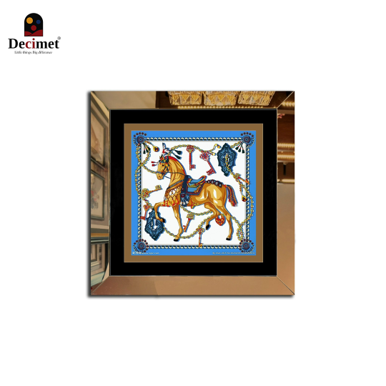 Tranh Khung Gương Vuông Hermes. Khăn Pattern Deer