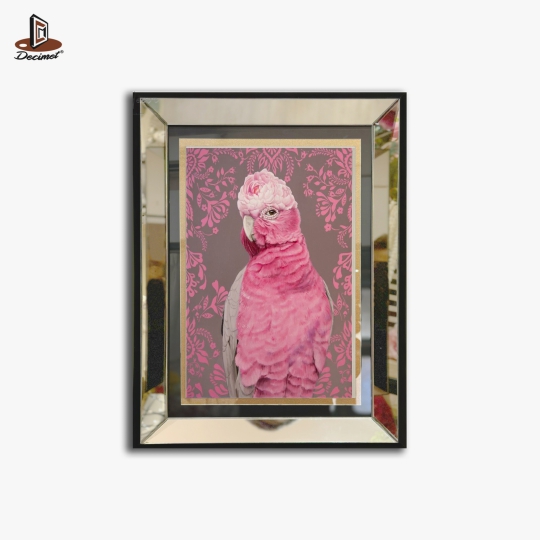Tranh Khung Gương Bạc The Pink  Parrot