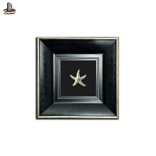 Tranh Khung Composite Đen Gold Bản To Silver Starfish Mockup