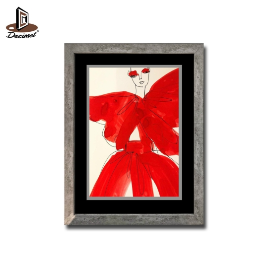 Tranh Khung Composite Giả Bê Tông Lady In Red Dress