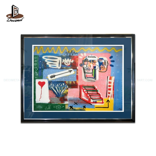 Tranh Khung Composite Đen Viền Bạc Basquiat Man