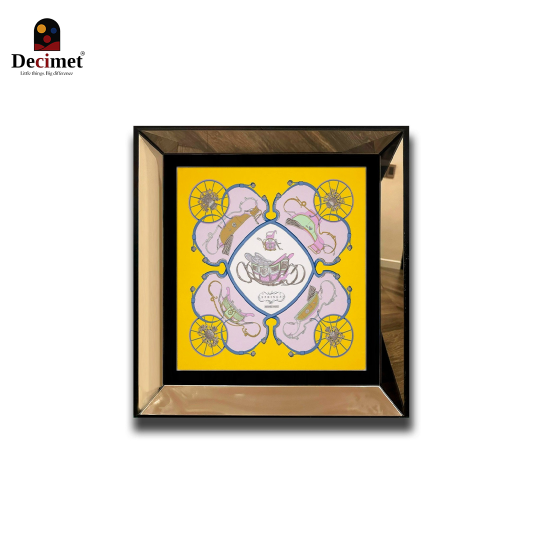 Tranh Khung Gương Vuông Hermes Springs Scarf Yellow
