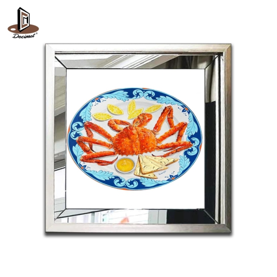 Tranh Khung Gương Bạc Ghép Composite Chinoiseries Red King Crab