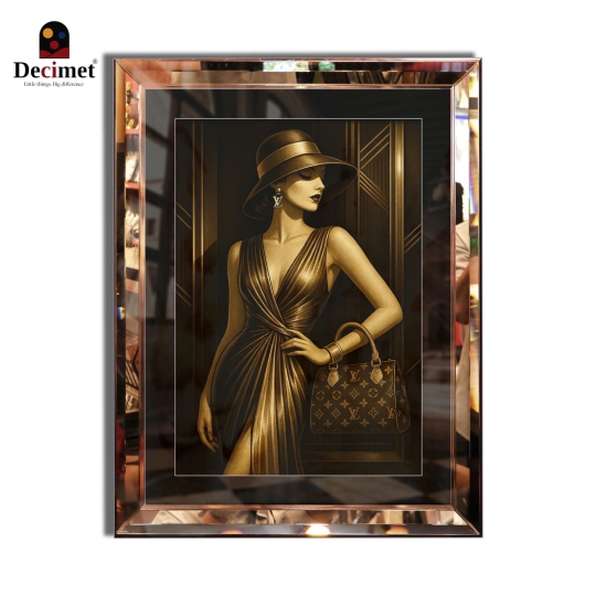 TRANH KHUNG GƯƠNG VÁT LÁ HẸ LOUIS VUITTON LADY NO.2 (KÍCH THƯỚC MẶC ĐỊNH 45X60CM)