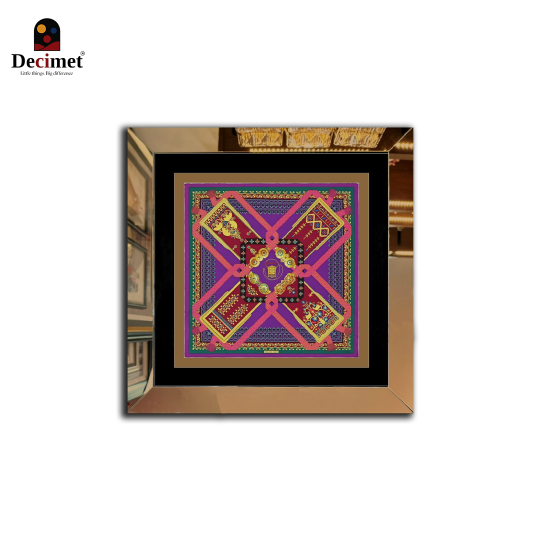 Tranh Khung Gương Vuông Hermes. Khăn Brins D'Or