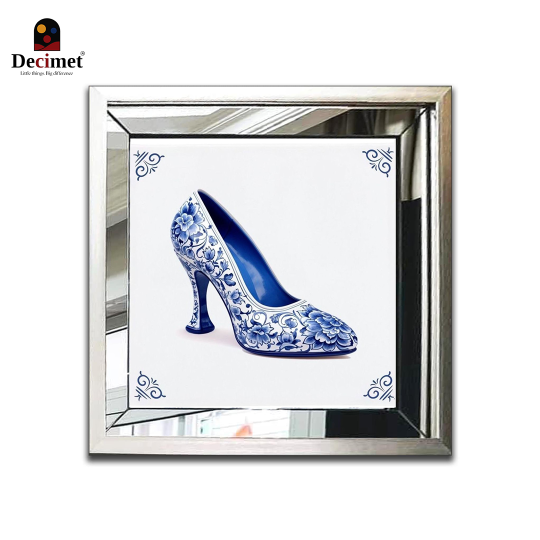Tranh Khung Gương Bạc Ghép Composite Chinoiseries Barbie High Heel