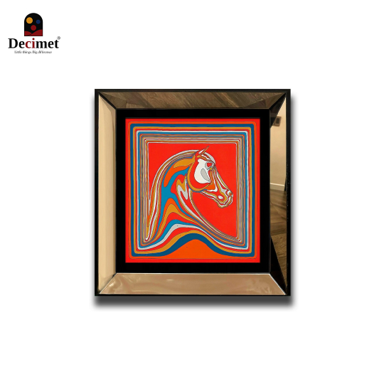 Tranh Khung Gương Vuông Hermes Pegasus Landscape Orange