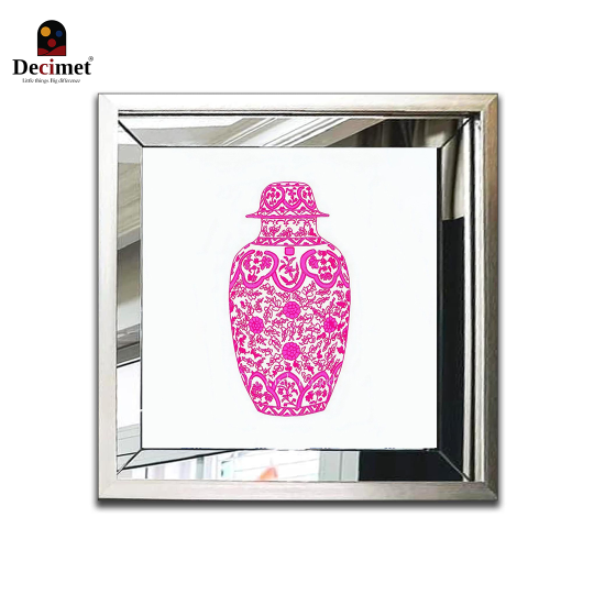 Tranh Khung Gương Bạc Ghép Composite Chinoiseries Pink Ginger Jar