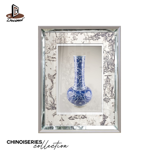 Tranh Khung Gương Bạc Ghép Composite Chinoiseries Hand Held Pipa Vase