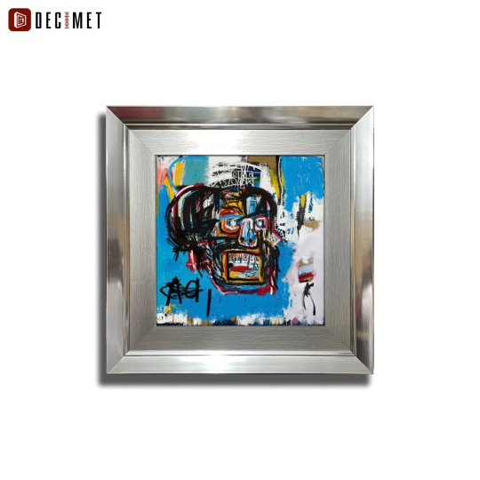 Tranh Khung Composite Xám Ghép Titan Bạc Jean Michel Basquiat