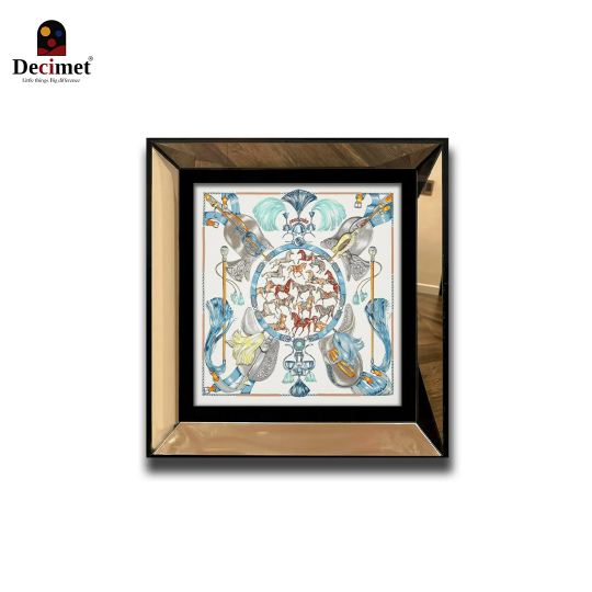 Tranh Khung Gương Vuông Hermes. Cavalcades Scarf 90