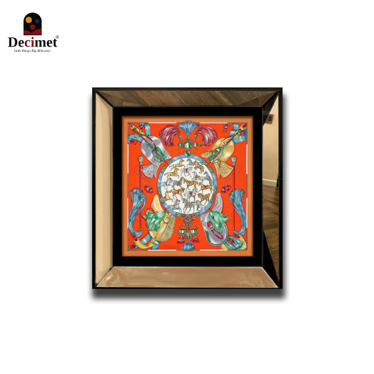 Tranh Khung Gương Vuông Hermes. Cavalcades Scarf 90