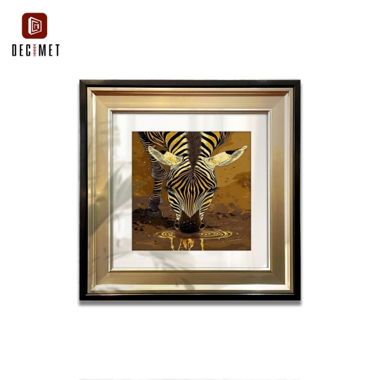 Tranh Khung Gold Viền Đen Mỏng Zahir Zebra Framed Wall Art