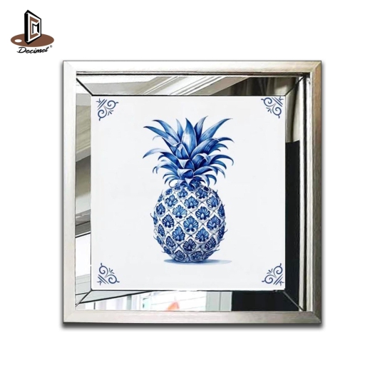 Tranh Khung Gương Bạc Ghép Composite Chinoiseries Blue Pineapple