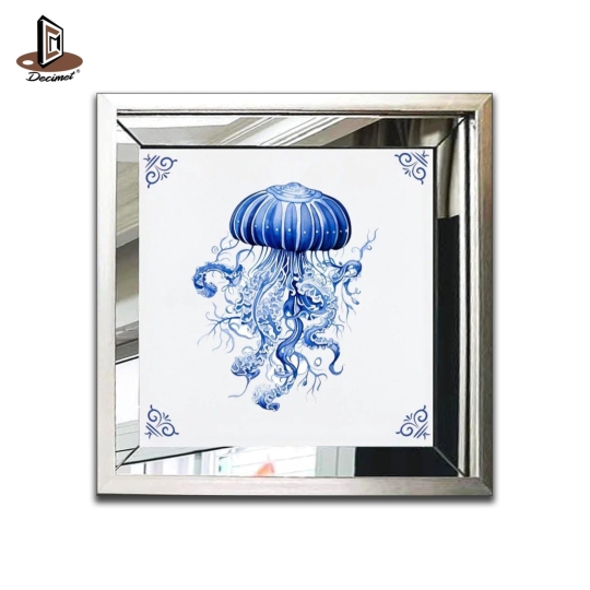 Tranh Khung Gương Bạc Ghép Composite Chinoiseries Jellyfish