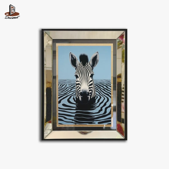 Tranh Khung Gương Bạc Zebra Canvas