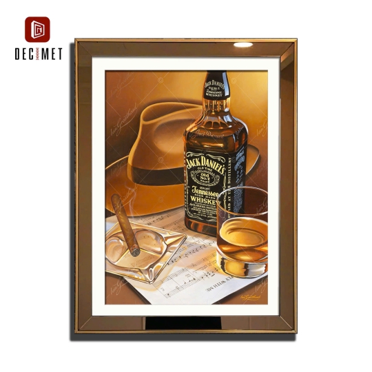 Tranh Khung Gương Ghép 1 Viền Composite Gold Mỏng 3cm - Jack Daniel's