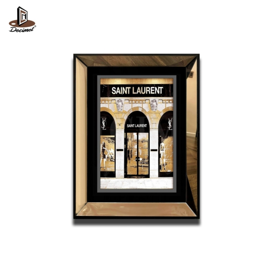 Tranh Khung Gương Trà Store Logo Saint Laurent 