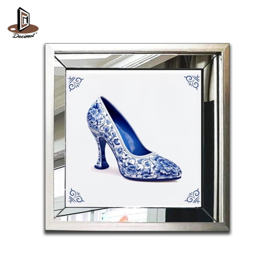 Tranh Khung Gương Bạc Ghép Composite Chinoiseries Barbie High Heel