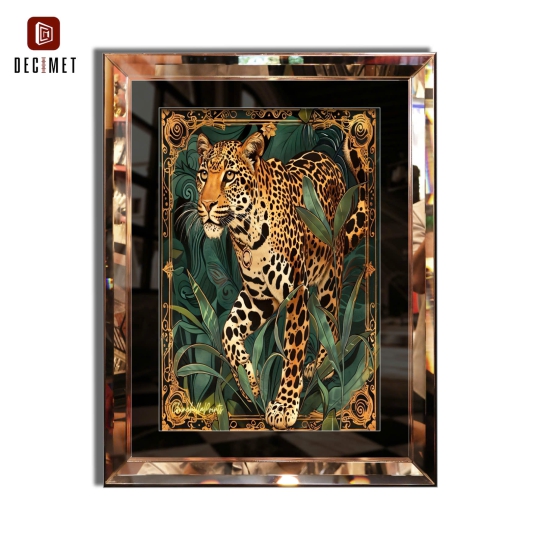 Tranh Khung Gương Vát Lá Hẹ Trà Jaguar Tropical