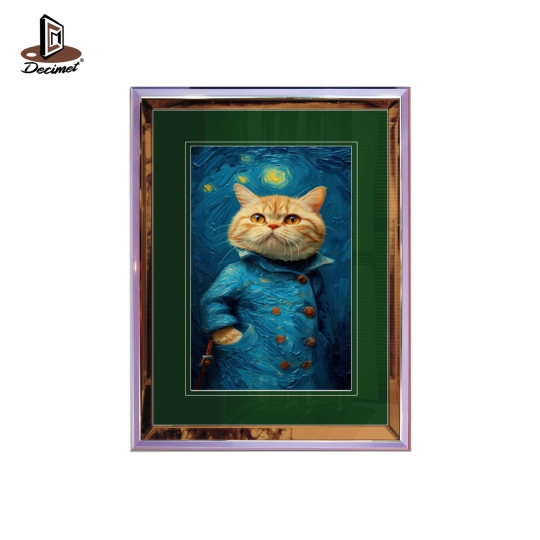 Tranh Khung Gương Ghép 1 Viền Composite Van Gogh Cat