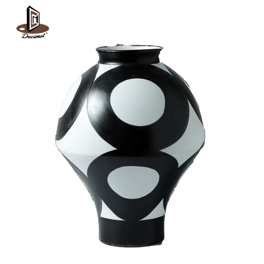 Black and White Round Ceramic Vase