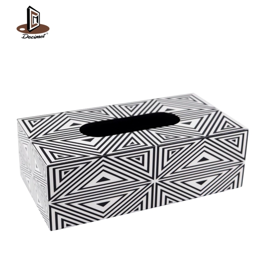 Abstract Black And White Tissue Box