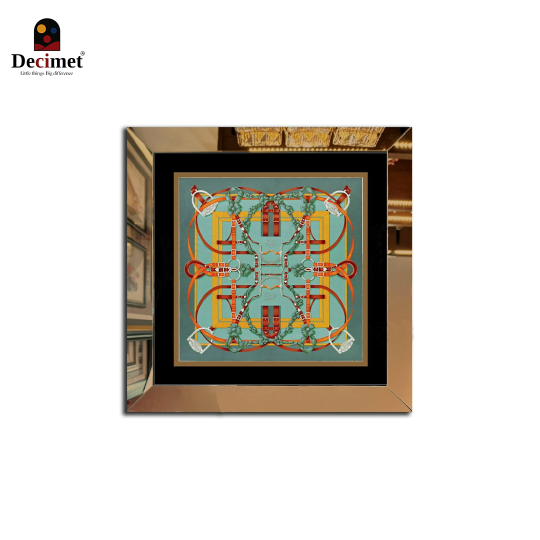 Tranh Khung Gương Vuông Hermes. Khăn Grand Manege Detail