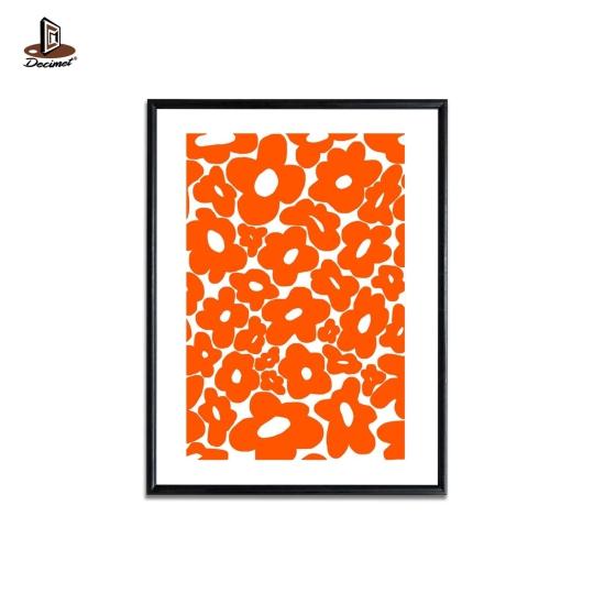 Poster Groovy. Orange Flower Pattern