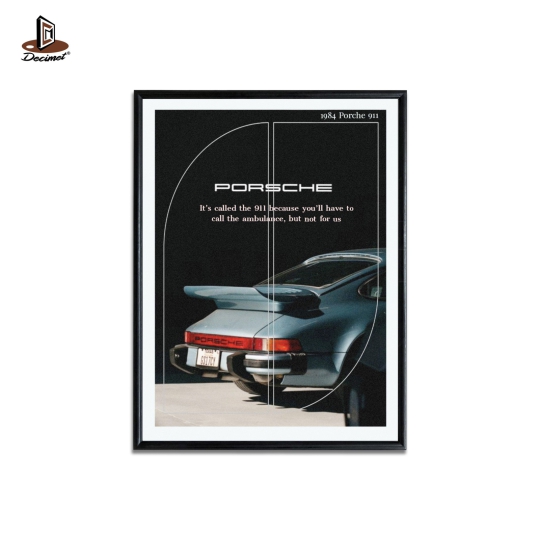 Tranh Khung Composite Đen Mỏng 1984 Porsche 911
