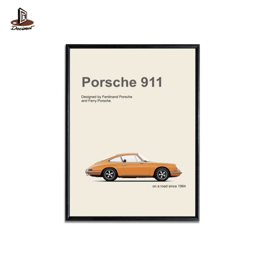 Tranh Khung Composite Đen Mỏng 1968 Porsche 911