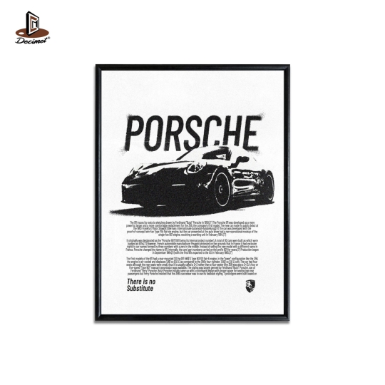 Tranh Khung Composite Đen Mỏng Porsche - There Is No Substitute