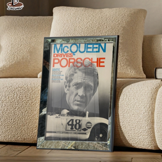 Tranh Khung Gương Bạc McQueen Drives Porsche Original Factory #1