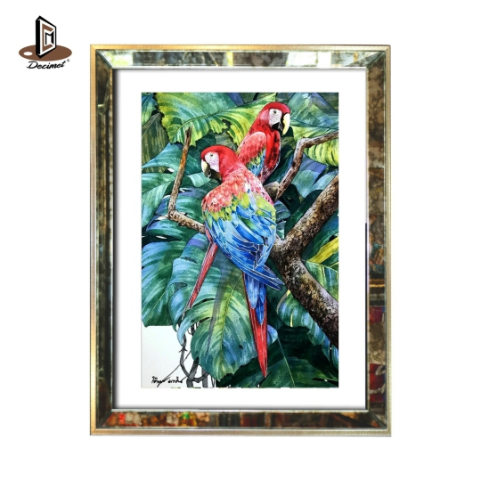 Tranh Khung Gương Loang 2 Scarlet Macaw