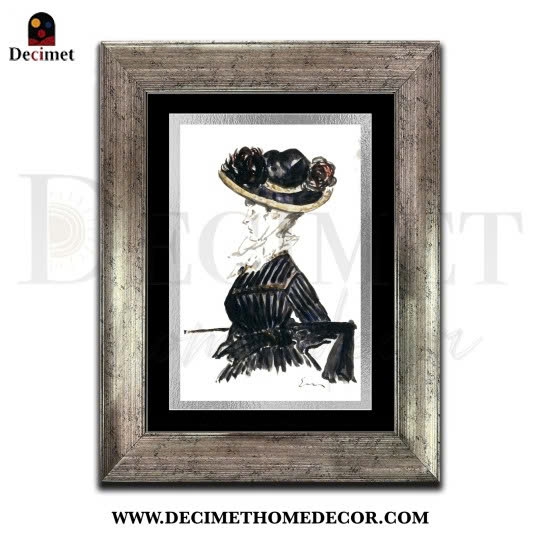 Tranh Khung Composite Bạc Đậm Woman In A Big Hat