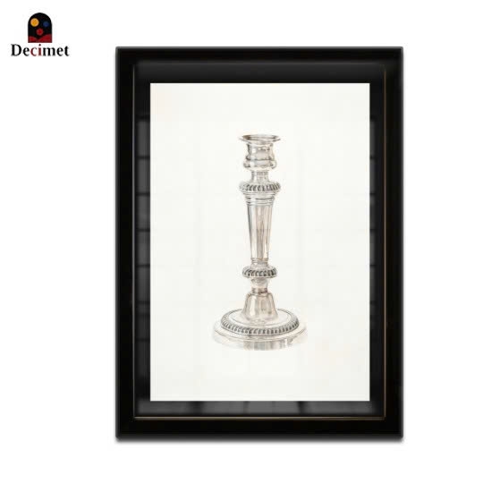 Tranh Khung Composite Đen Mỏng Vintage lllustration Candle