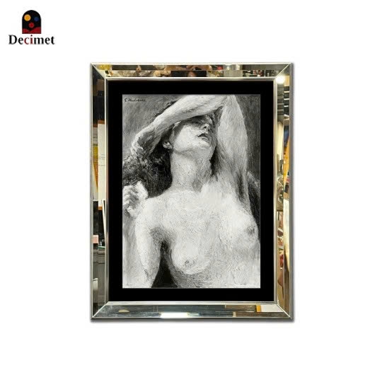 Tranh Khung Gương Vát Lá Hẹ Nude Study Female