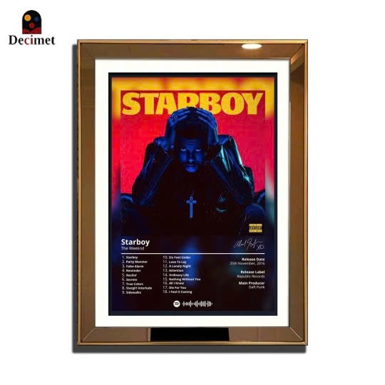 Tranh Khung Gương Ghép 1 Viền Composite Gold Mỏng 3cm - Starboy