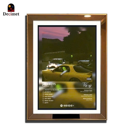Tranh Khung Gương Ghép 1 Viền Composite Gold Mỏng 3cm - Travis Scott Utopia 